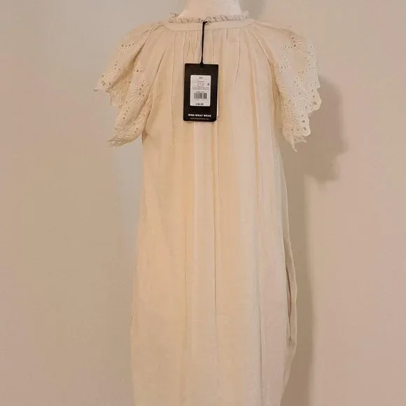 Who What Wear Eyelet Lace Flutter Sleeve Dress Size XS NWT - Picture 7 of 7